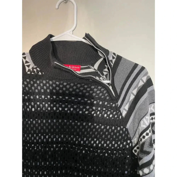 Krimson Klover Striped‎ Nordic Wool Blend Zipper Neck Sweater - Picture 5 of 11